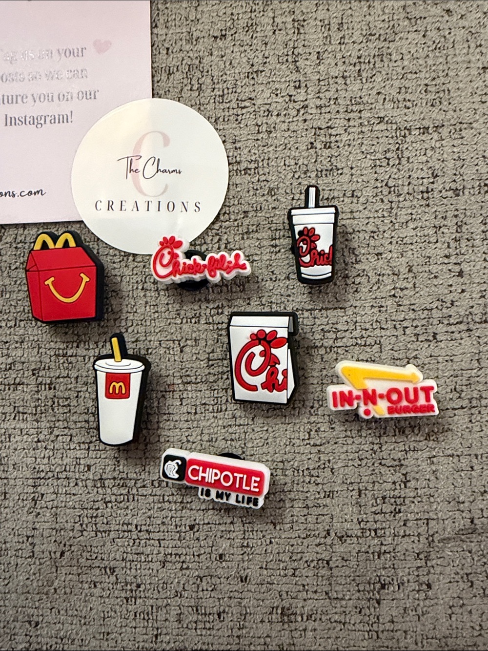 CROCS Fast Food Kids Shoe Charms - Red, White, Yellow, Black
